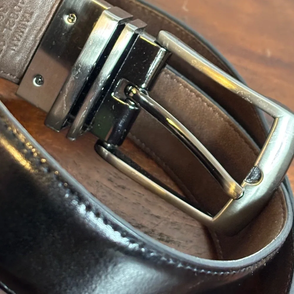 Boconi Mens Reversible Leather Belt Black Brown‎ Gunmetal Buckle 36 34032L-975